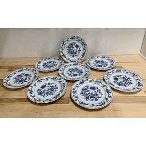 Lot Of 8 Vintage Blue Danube Onion Japan Salad Bread Plates Blue White 8 3/4" D